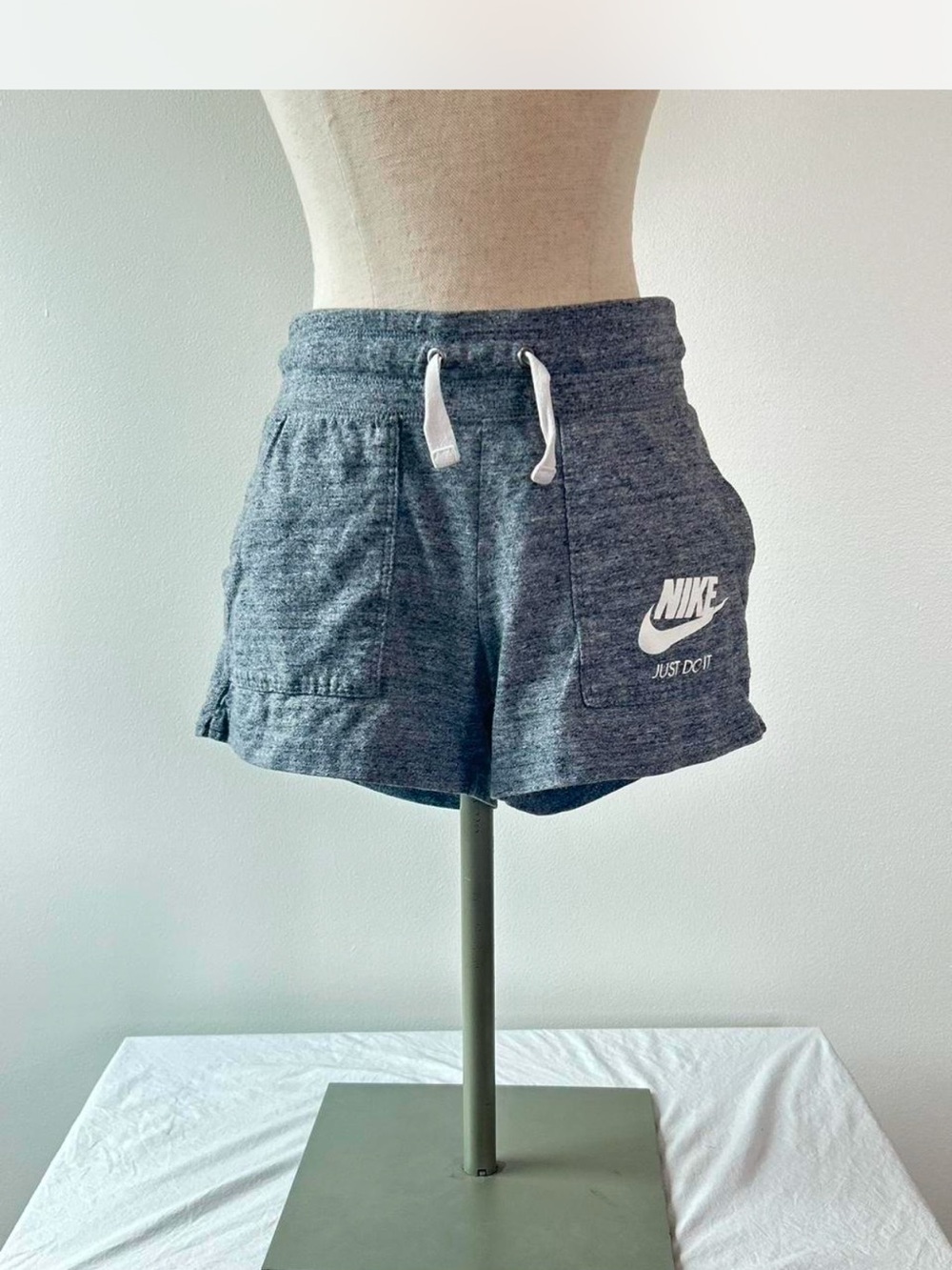 Nike Women's Heather Gray Logo Drawstring Athletic Shorts